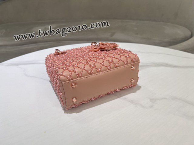 Dior专柜新款Lady女包迪奥高仿原单Lady三格刺绣半颗珍珠手提肩背女包 djfk1262